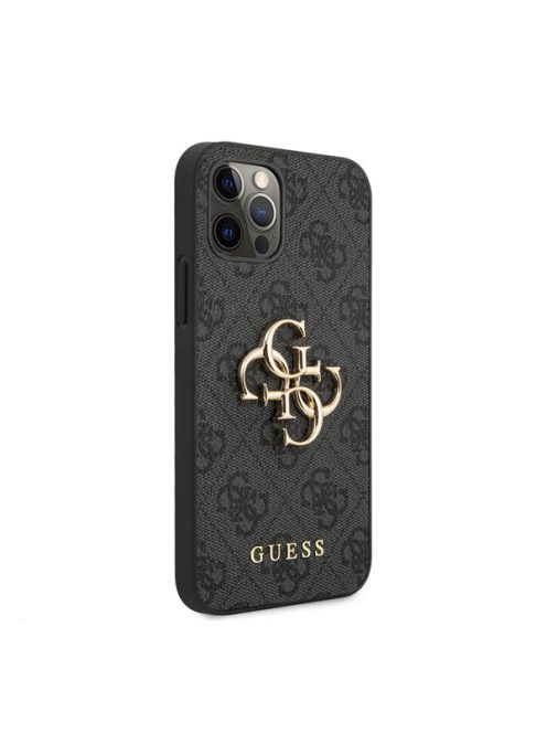 Guess PU 4G Metal Logo Apple iPhone 12 Pro Max hátlap tok, szürke