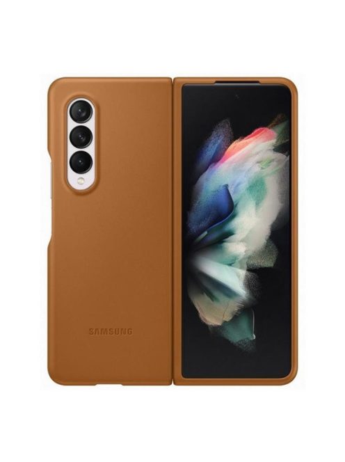 Samsung Galaxy Z Fold3 5G Leather Cover, gyári bőr tok, barna, EF-VF926