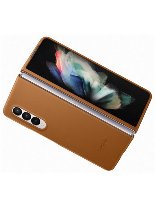 Samsung Galaxy Z Fold3 5G Leather Cover, gyári bőr tok, barna, EF-VF926