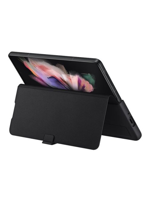 Samsung Galaxy Z Fold3 5G Leather Flip Cover, gyári bőr flip tok, fekete, EF-FF926