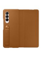 Samsung Galaxy Z Fold3 5G Leather Flip Cover, gyári bőr flip tok, barna, EF-FF926