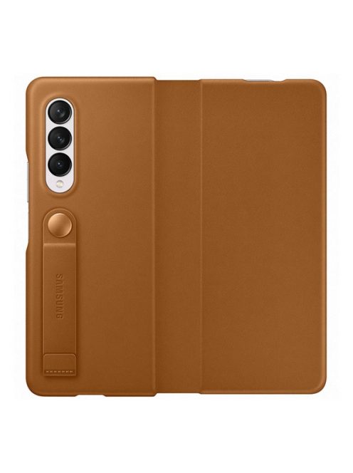 Samsung Galaxy Z Fold3 5G Leather Flip Cover, gyári bőr flip tok, barna, EF-FF926