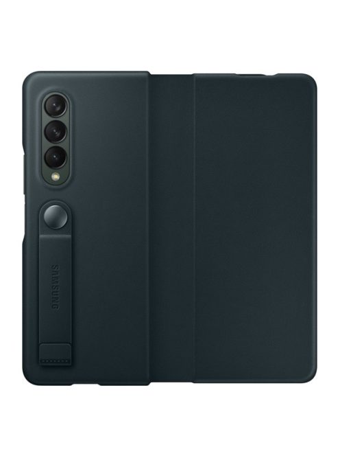 Samsung Galaxy Z Fold3 5G Leather Flip Cover, gyári bőr flip tok, zöld, EF-FF926