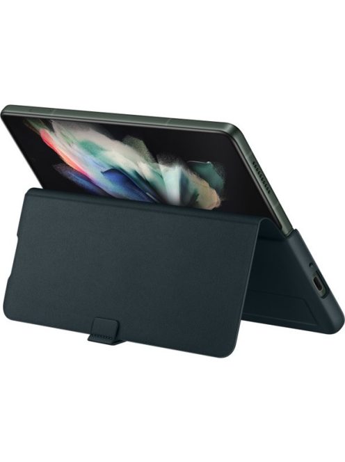 Samsung Galaxy Z Fold3 5G Leather Flip Cover, gyári bőr flip tok, zöld, EF-FF926