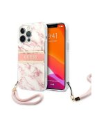 Guess TPU Marble Stripe Apple iPhone 13 Pro Max hátlap tok, rózsaszín