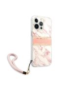 Guess TPU Marble Stripe Apple iPhone 13 Pro Max hátlap tok, rózsaszín