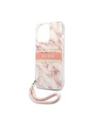 Guess TPU Marble Stripe Apple iPhone 13 Pro Max hátlap tok, rózsaszín