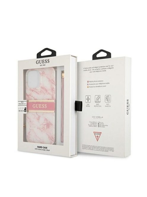 Guess TPU Marble Stripe Apple iPhone 13 Pro Max hátlap tok, rózsaszín
