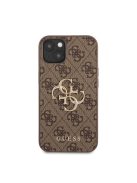 Guess PU 4G Metal Logo Apple iPhone 13 hátlap tok, barna