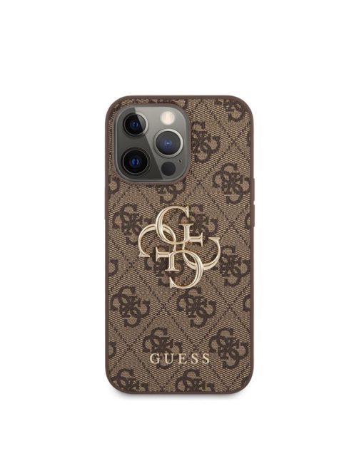 Guess PU 4G Metal Logo Apple iPhone 13 Pro Max hátlap tok, barna