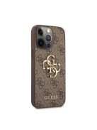 Guess PU 4G Metal Logo Apple iPhone 13 Pro Max hátlap tok, barna