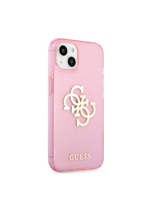 Guess TPU Big 4G Full Glitter Apple iPhone 13 mini hátlap tok, rózsaszín