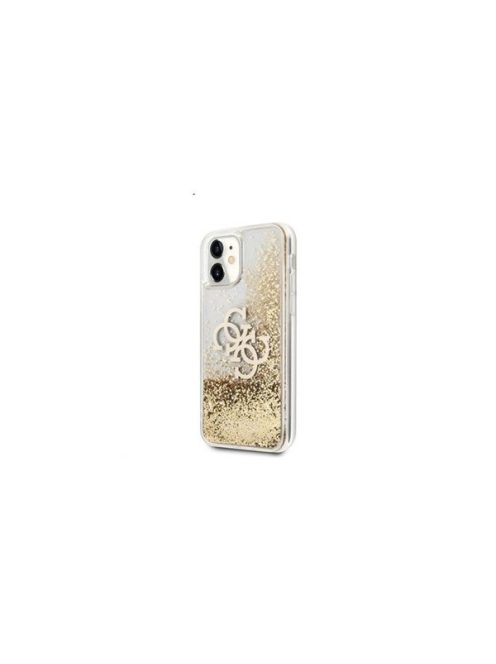 Guess TPU Big 4G Liquid Glitter Gold Apple iPhone 11 hátlap tok, átlátszó