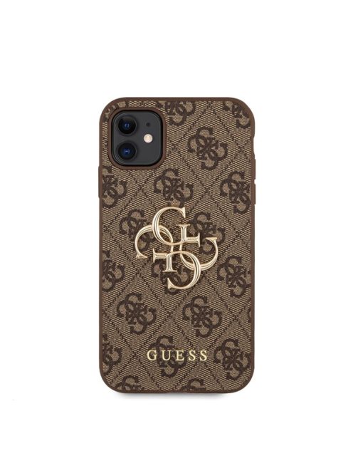 Guess PU 4G Metal Logo Apple iPhone 11 hátlap tok, barna