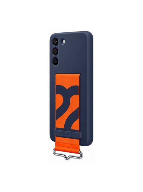 Samsung Galaxy S22+ Silicone Cover with Strap, gyári szilikon tok szíjjal, sötétkék, EF-GS906TN