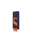 Samsung Galaxy S21 FE Silicone Cover with Strap, gyári szilikon tok szíjjal, sötétkék, EF-GG990TN