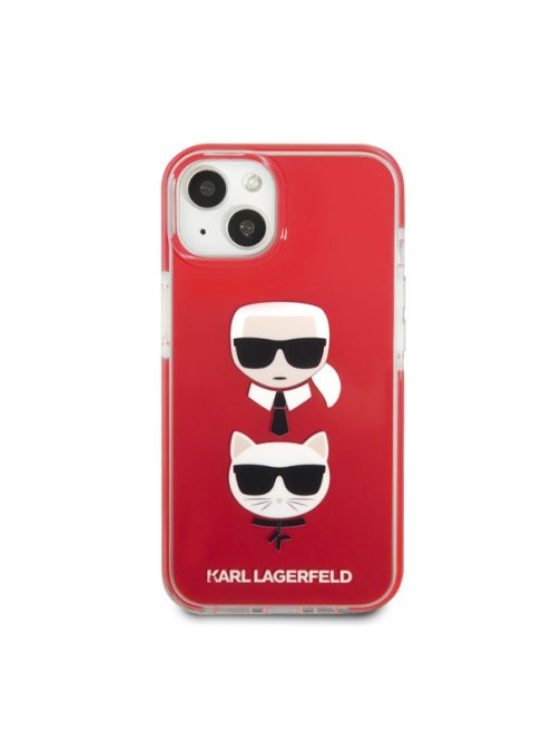 Karl Lagerfeld and Choupette Heads TPE szilikon hátlap tok Apple iPhone 13 mini, piros