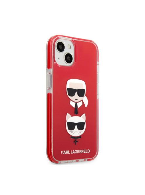 Karl Lagerfeld and Choupette Heads TPE szilikon hátlap tok Apple iPhone 13 mini, piros