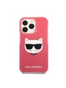 Karl Lagerfeld Choupette Head TPE szilikon hátlap tok Apple iPhone 13 Pro, rózsaszín