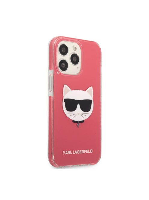 Karl Lagerfeld Choupette Head TPE szilikon hátlap tok Apple iPhone 13 Pro, rózsaszín