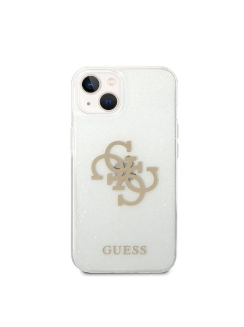 Guess TPU Big 4G Full Glitter Apple iPhone 14 hátlap tok, átlátszó