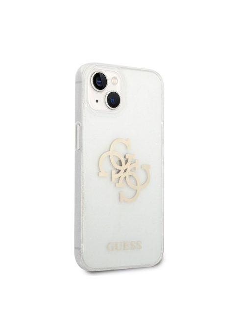 Guess TPU Big 4G Full Glitter Apple iPhone 14 hátlap tok, átlátszó