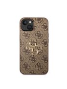 Guess PU 4G Metal Logo Apple iPhone 14 hátlap tok, barna