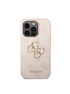   Guess PU 4G Metal Logo Apple iPhone 14 Pro hátlap tok, rózsaszín