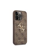 Guess PU 4G Metal Logo Apple iPhone 14 Pro hátlap tok, barna