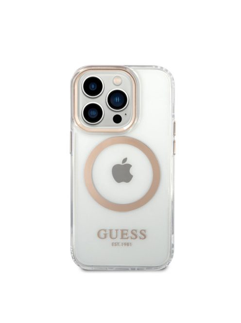 Guess Transparent MagSafe Apple iPhone 14 Pro Max hátlap tok, arany