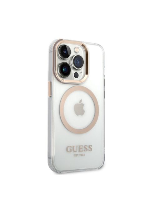 Guess Transparent MagSafe Apple iPhone 14 Pro Max hátlap tok, arany
