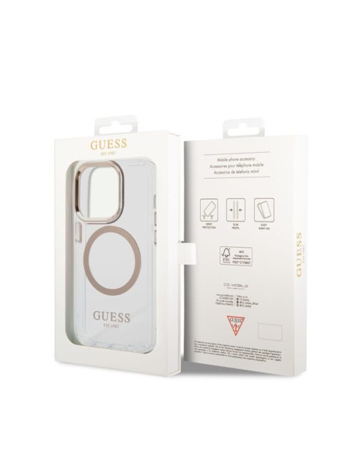 Guess Transparent MagSafe Apple iPhone 14 Pro Max hátlap tok, arany