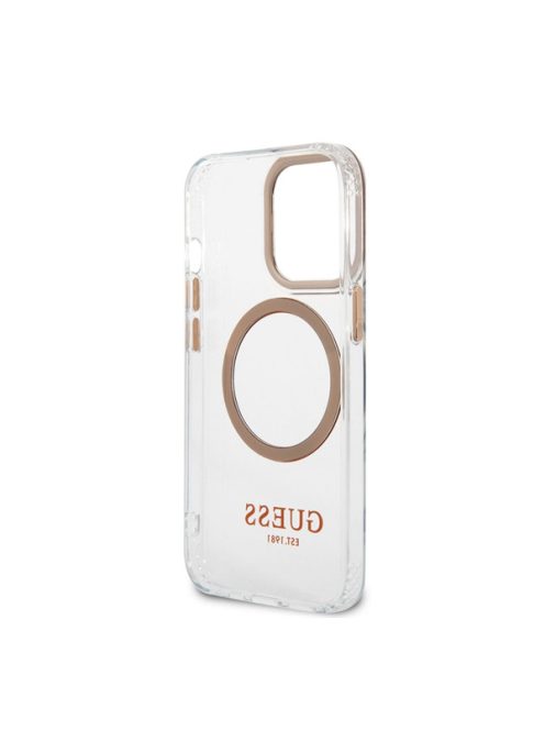 Guess Transparent MagSafe Apple iPhone 13 Pro Max hátlap tok, arany