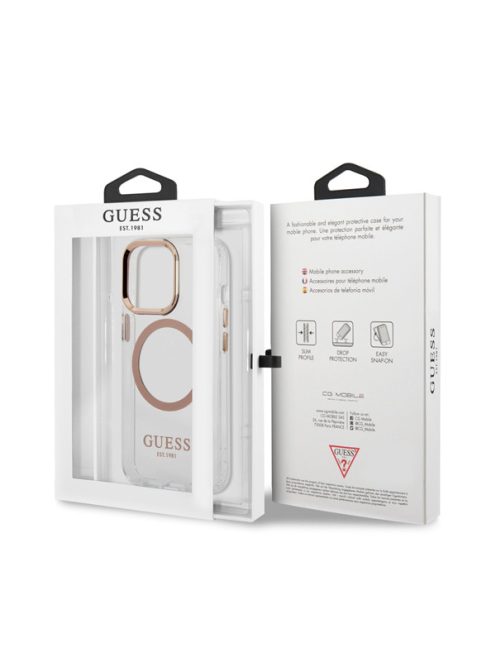 Guess Transparent MagSafe Apple iPhone 13 Pro Max hátlap tok, arany