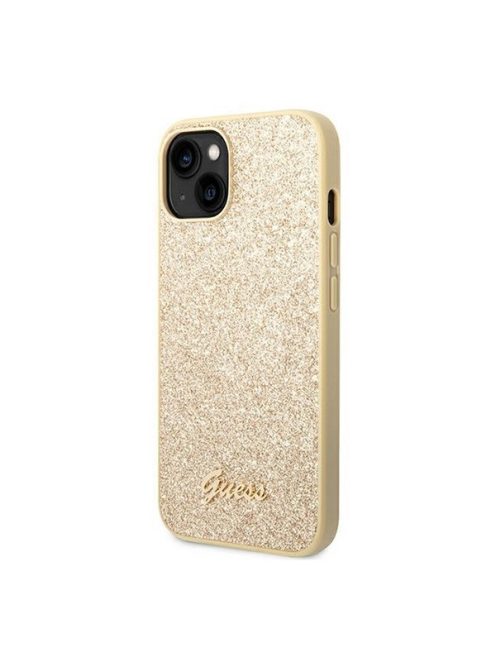 Guess Glitter Flakes Metal Logo Apple iPhone 14 Plus hátlap tok, arany