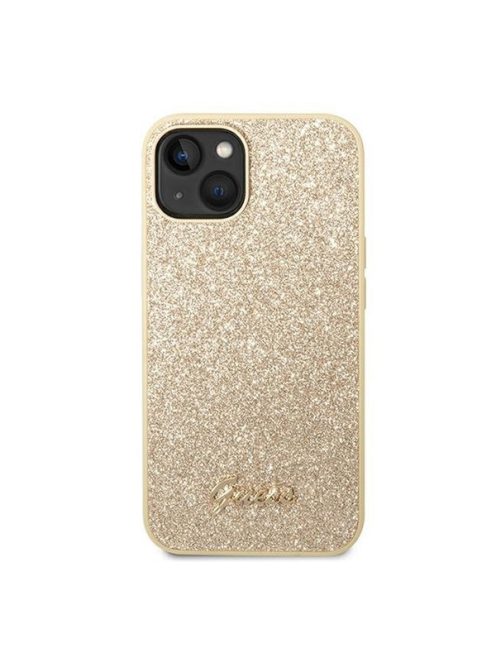 Guess Glitter Flakes Metal Logo Apple iPhone 14 Plus hátlap tok, arany