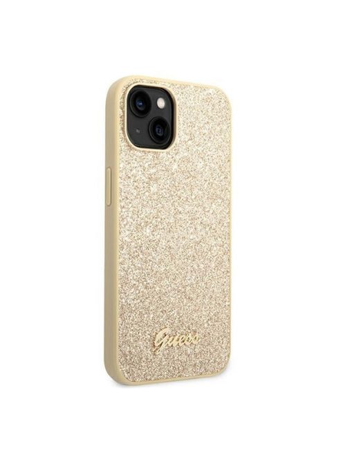 Guess Glitter Flakes Metal Logo Apple iPhone 14 Plus hátlap tok, arany