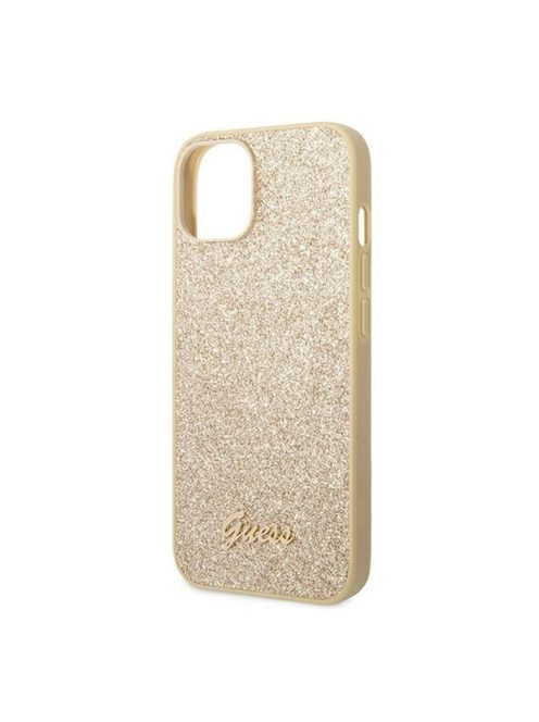 Guess Glitter Flakes Metal Logo Apple iPhone 14 Plus hátlap tok, arany