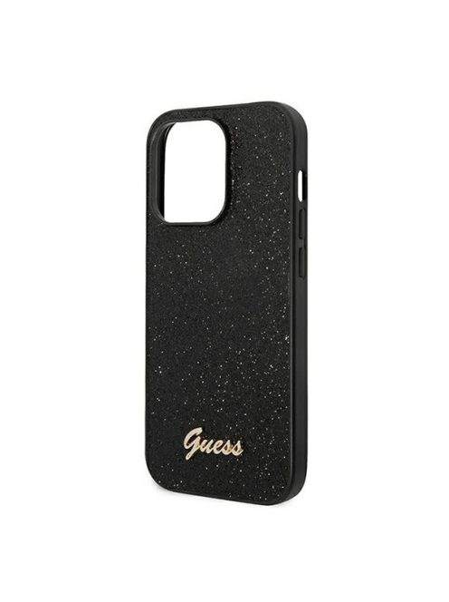 Guess Glitter Flakes Metal Logo Apple iPhone 14 Pro hátlap tok, fekete