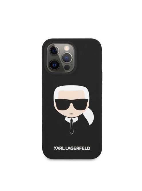 Karl Lagerfeld Head Liquid MagSafe szilikon hátlap tok Apple iPhone 13 Pro Max, fekete