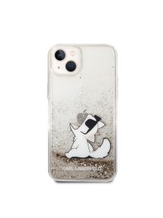   Karl Lagerfeld Liquid Glitter Choupette Eat hátlap tok Apple iPhone 14 Plus, arany