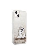 Karl Lagerfeld Liquid Glitter Choupette Eat hátlap tok Apple iPhone 14 Plus, arany