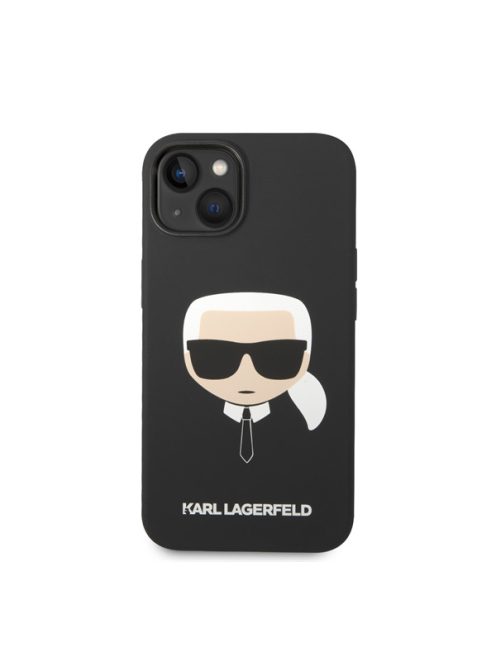 Karl Lagerfeld Head Liquid szilikon hátlap tok Apple iPhone 14 Plus, fekete