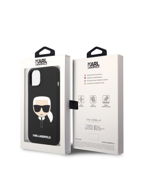 Karl Lagerfeld Head Liquid szilikon hátlap tok Apple iPhone 14 Plus, fekete