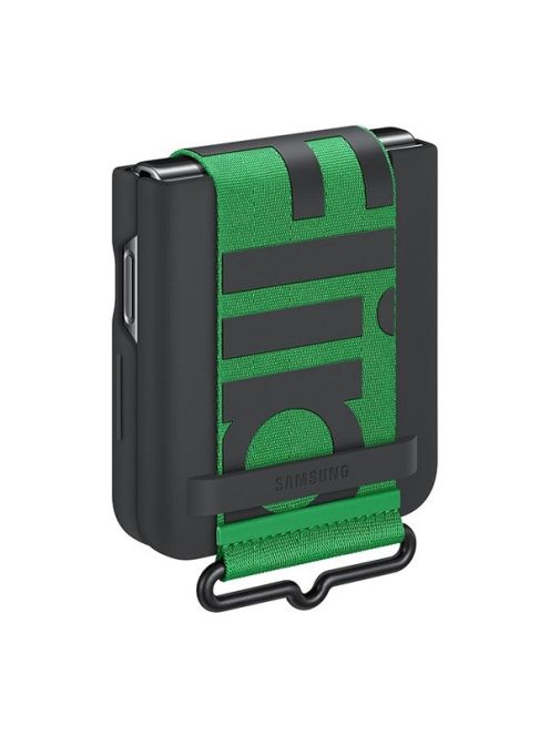 Samsung Galaxy Z Flip4 Silicone Cover with Strap, gyári szilikon tok szíjjal, fekete, EF-GF721TB