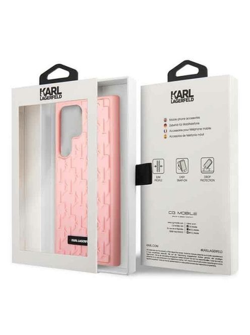 Karl Lagerfeld 3D Monogram Samsung Galaxy S23 Ultra, szilikon tok, rózsaszín