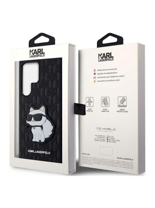 Karl Lagerfeld Saffiano Monogram Samsung Galaxy S23 Ultra, szilikon tok, fekete
