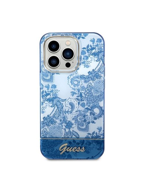 Guess Porcelain Collection Apple iPhone 14 Pro Max hátlap tok, kék