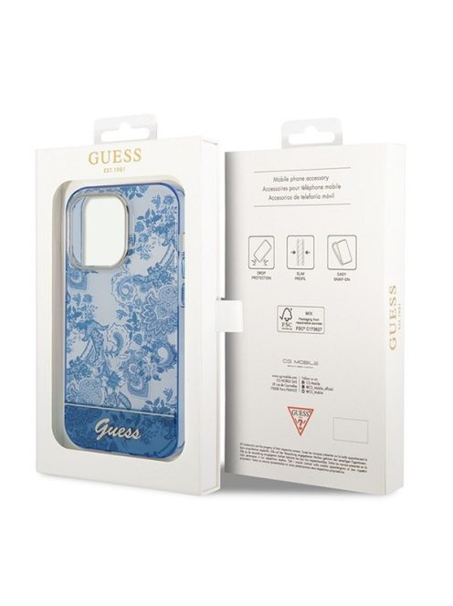 Guess Porcelain Collection Apple iPhone 14 Pro Max hátlap tok, kék