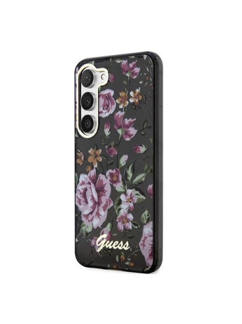Guess Flower Collection Samsung Galaxy S23 hátlap tok , fekete